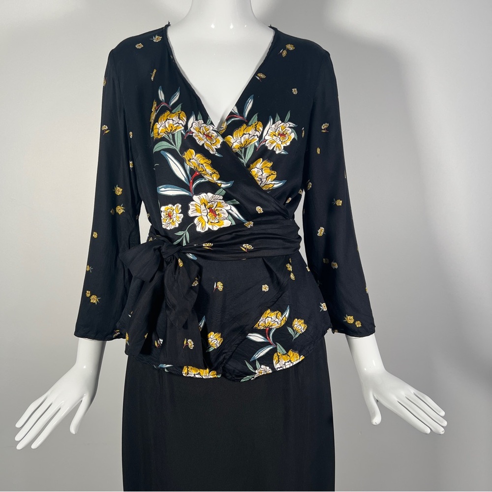 Zara Dark Floral Wrap Top